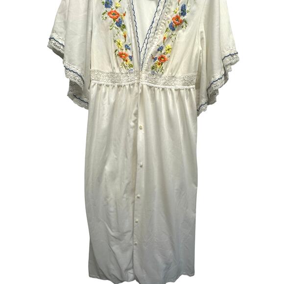 Vintage Gilead White Embroidered Nightgown & Robe Set Medium Cottagecore Lace - Picture 3 of 16
